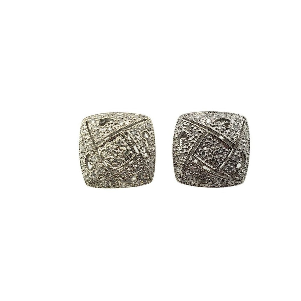 Vintage 14 Karat White Gold and Diamond Earrings #10804
